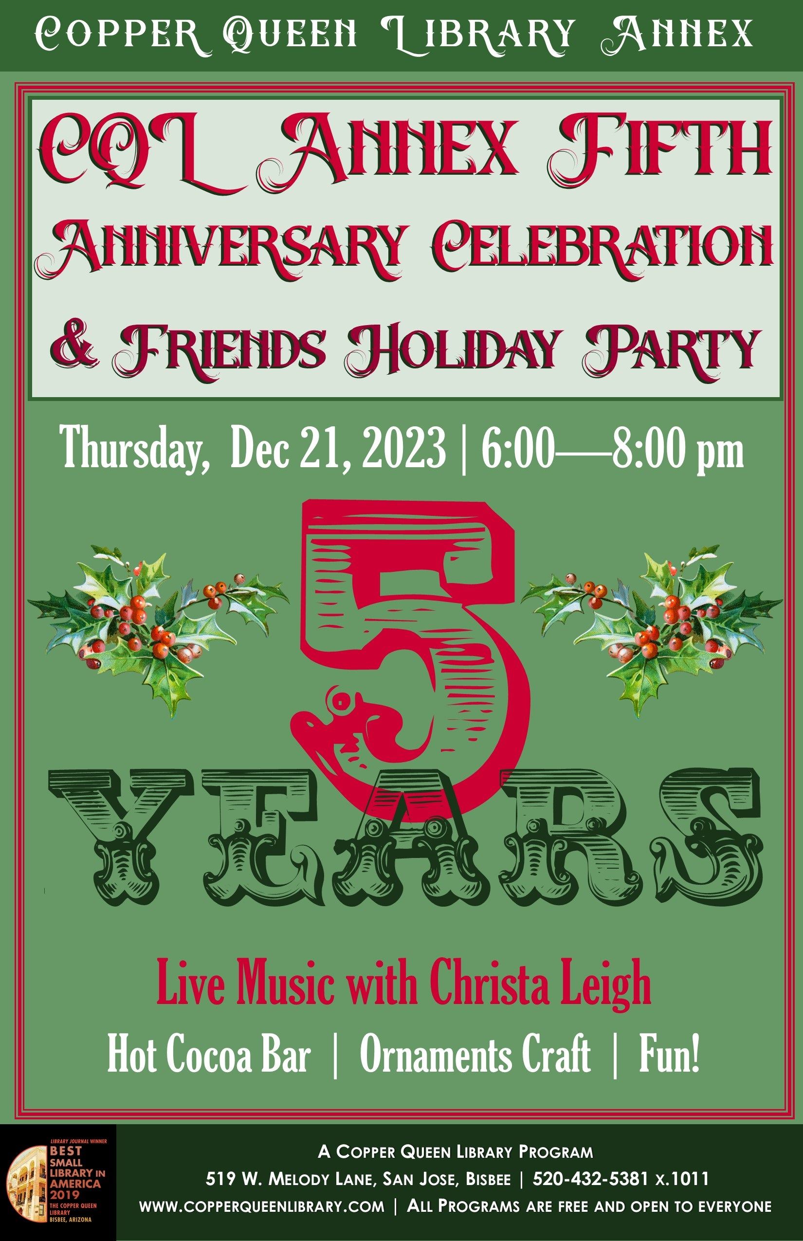 CQL ANNEX FIFTH ANNIVERSARY PARTY 12.21.2023 11 X 17