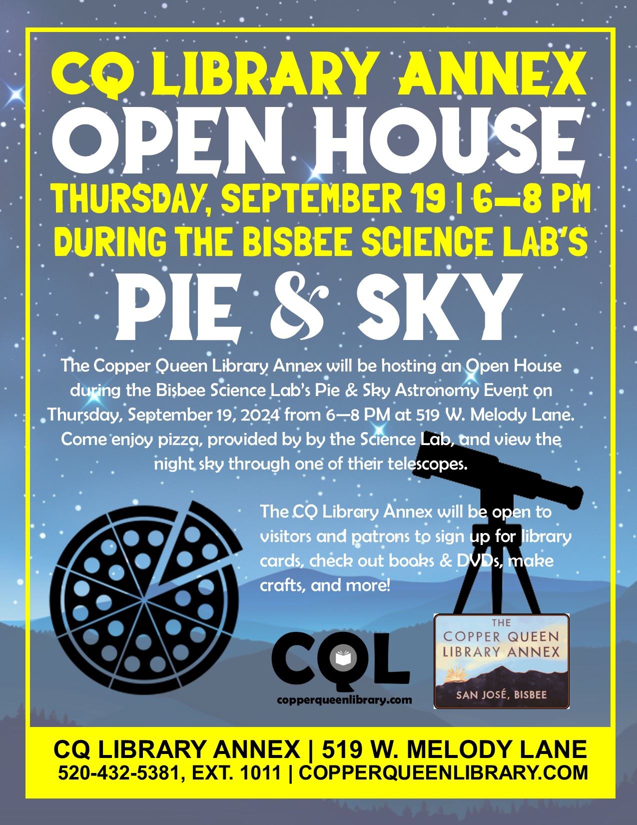 Pie and Sky Open House Poster 2024