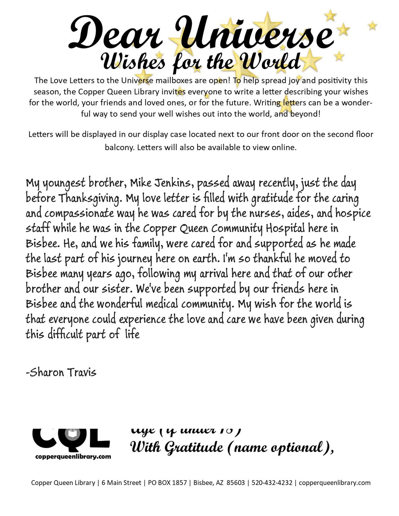 Sharon Travis Love Letter 2025