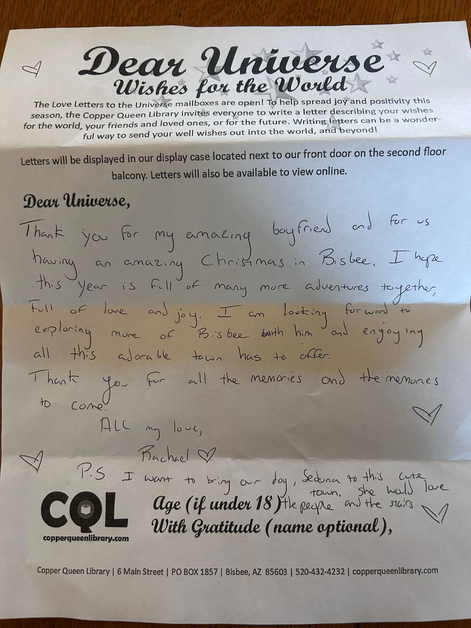 Rachel Love Letter 2025