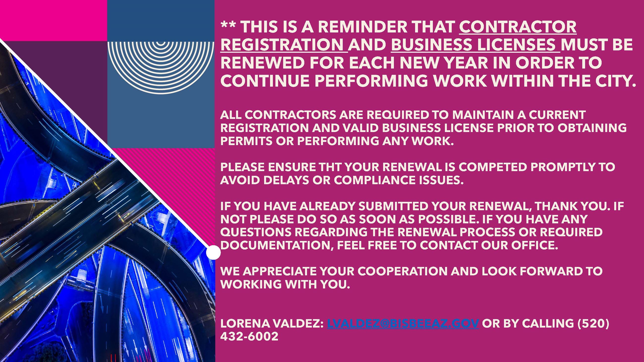 This is a reminder that contractor registration