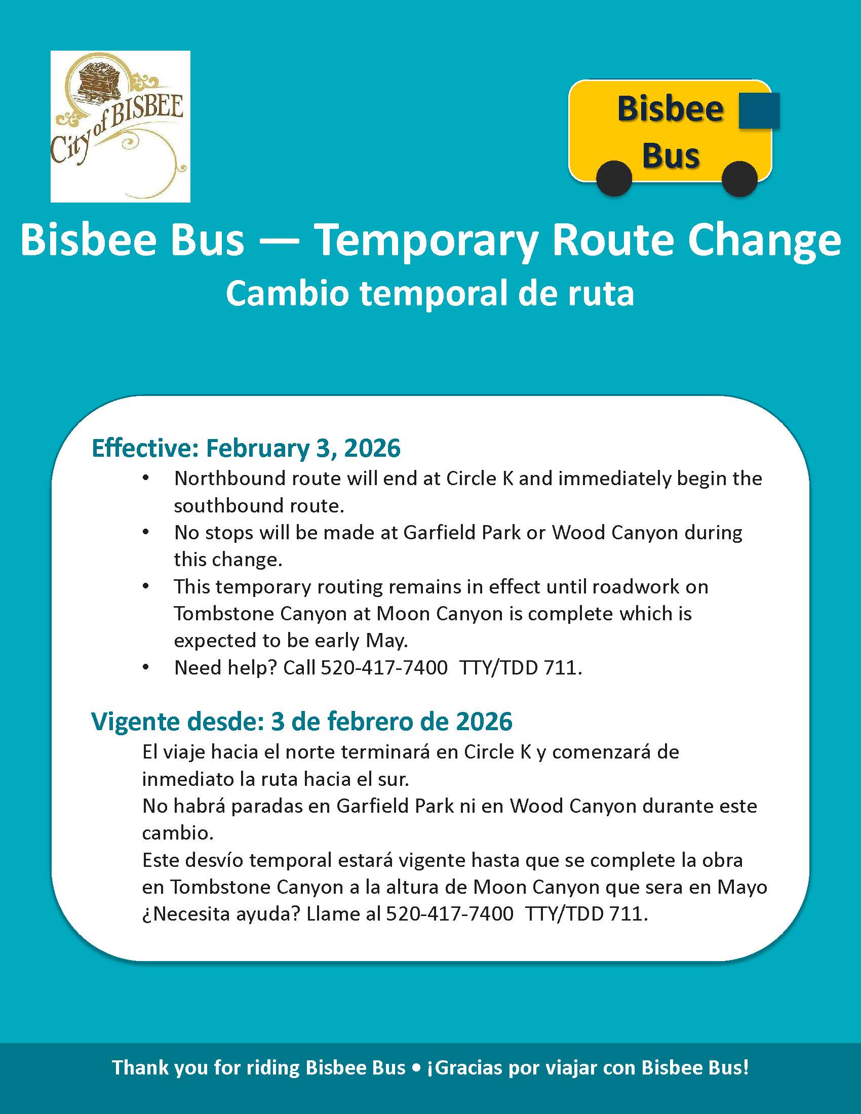 Bisbee_Bus_Temporary_Schedule_Poster