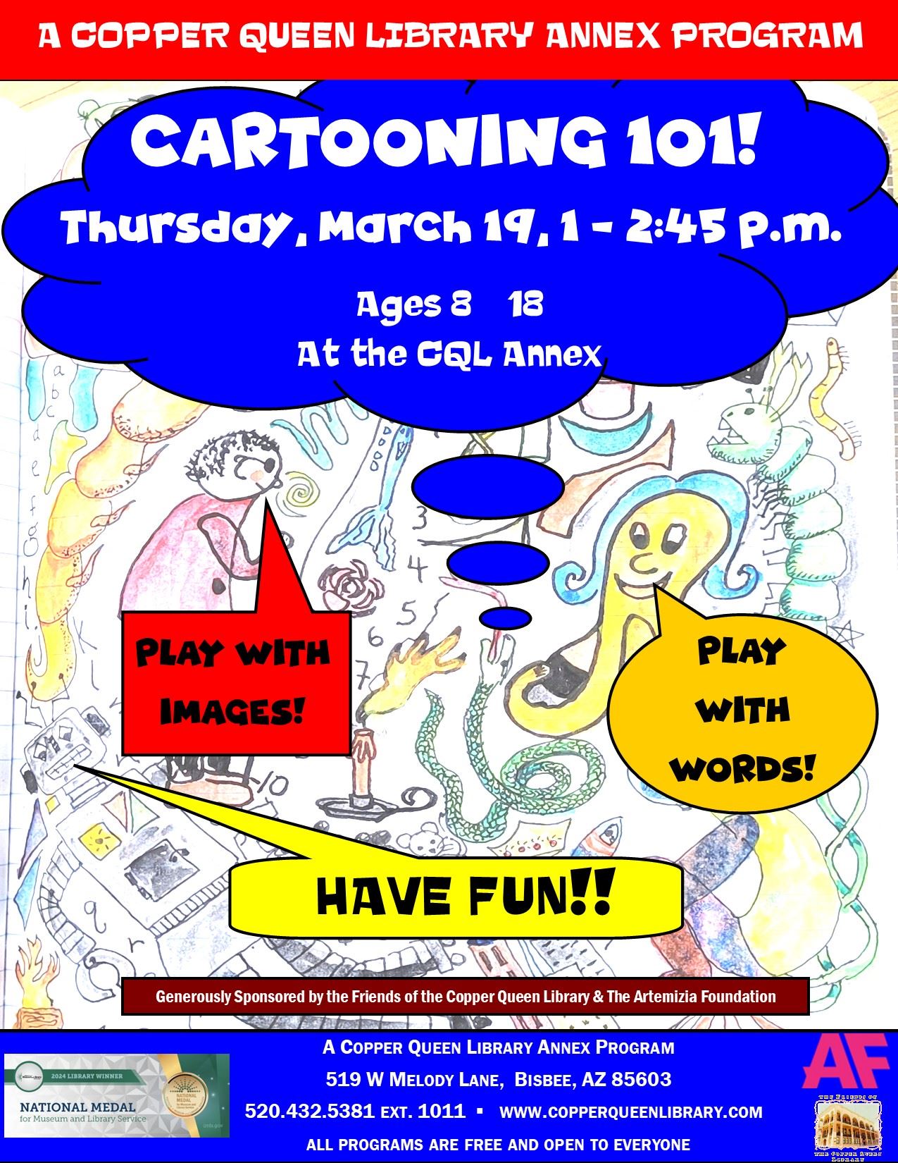 CQL ANNEX YOUTH CARTOONING WORKSHOP 3.29.2026