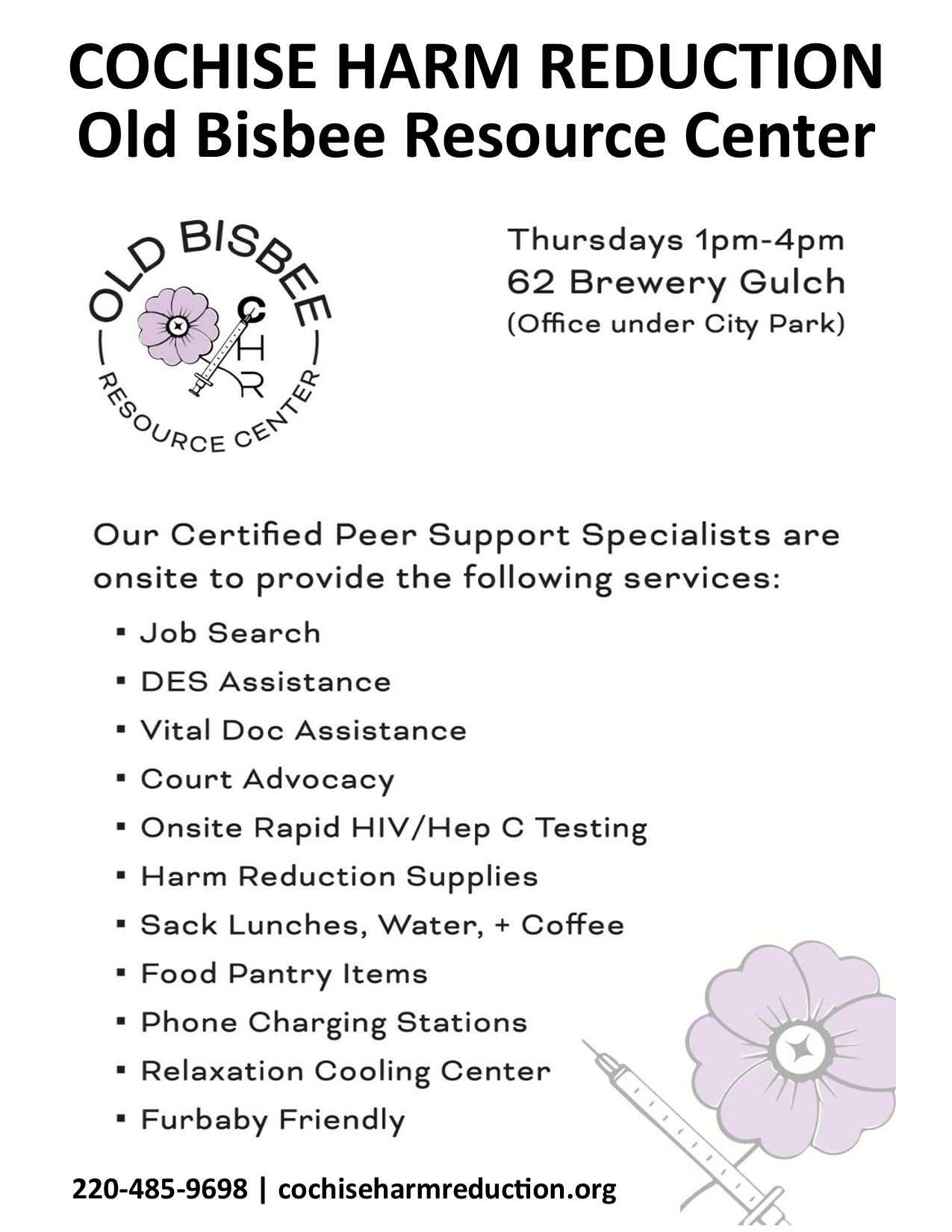 Cochise Harm Reduction Services Poster 2024