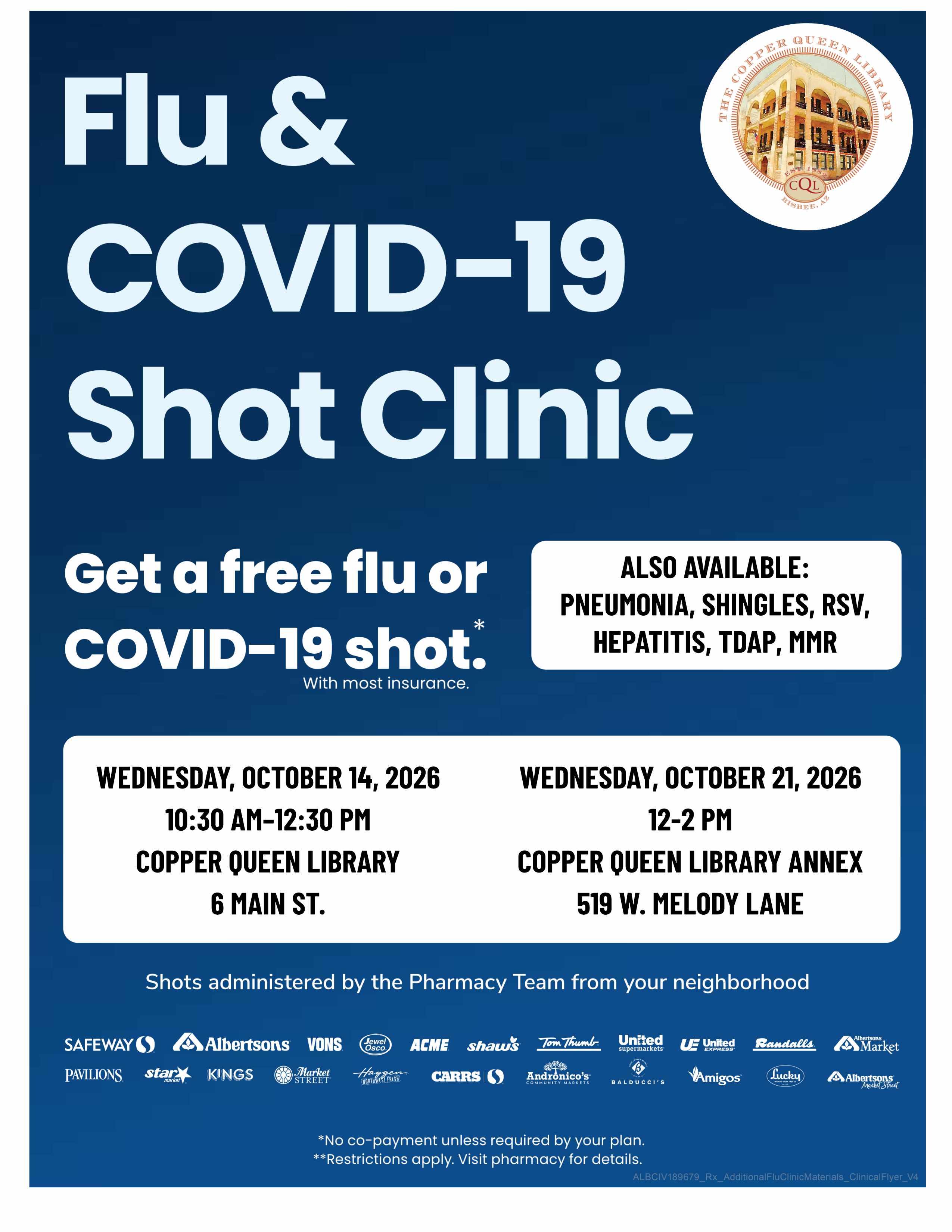CQL SAFEWAY VACCINE CLINICS OCT 14 AND 21 2026