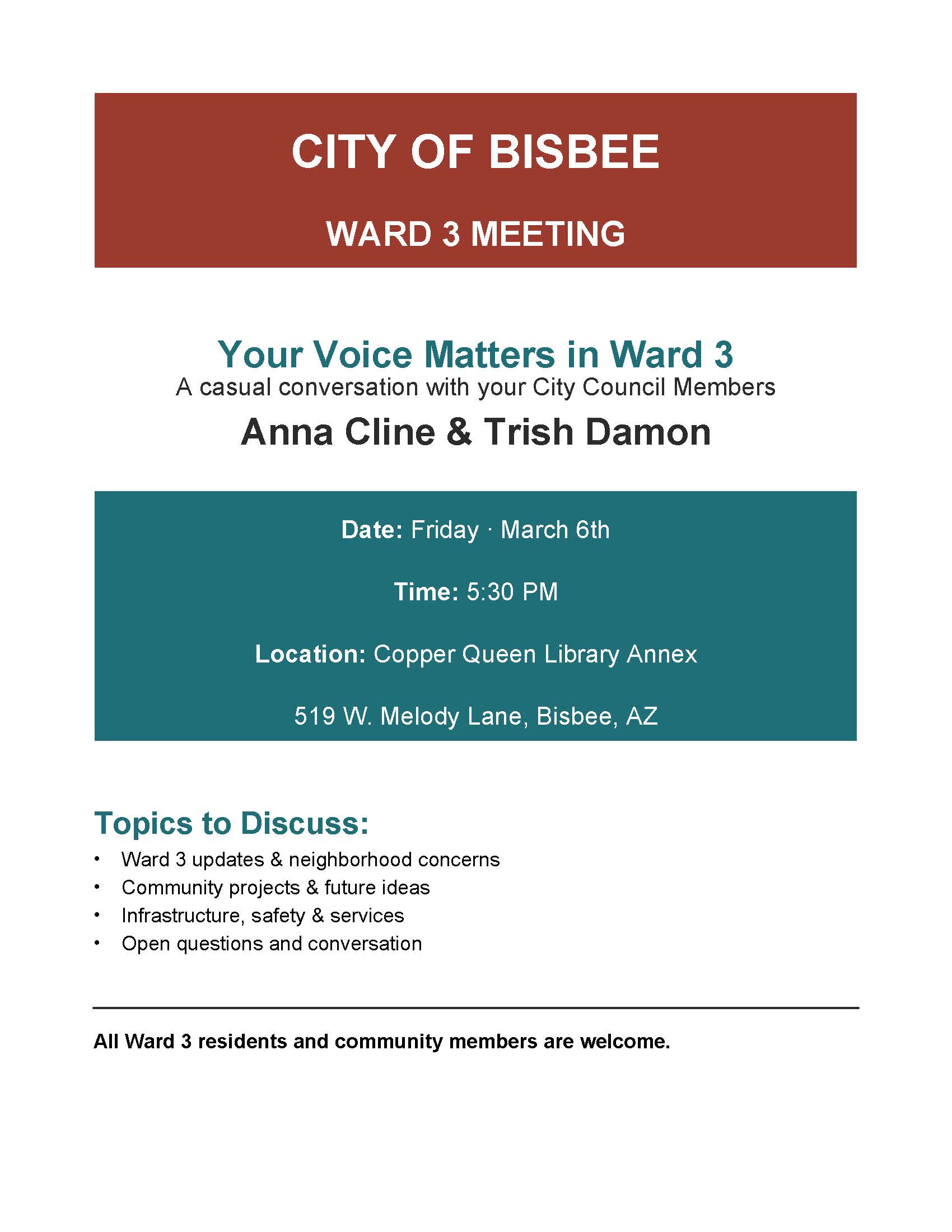 Ward 3 meeting flyer